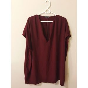 American apparel v neck crepe dress in dark red